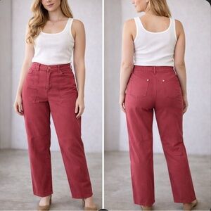 Calvin Klein Burgundy Cotton Pants Sz 10